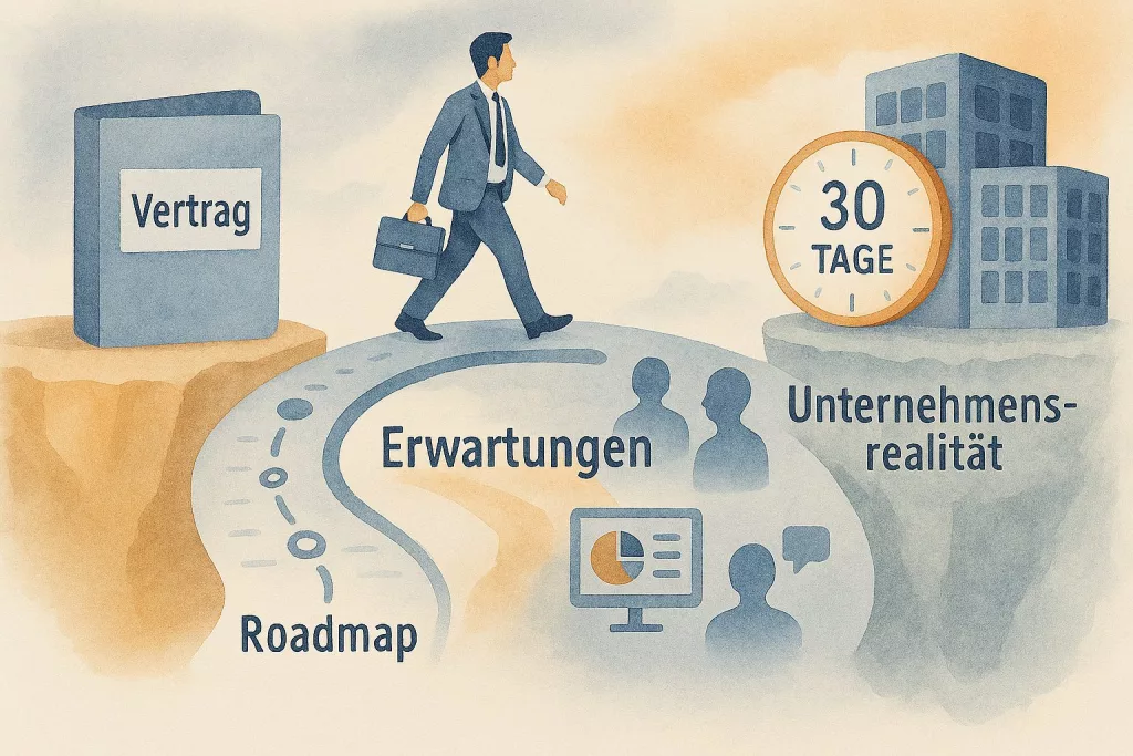 Vom Vertrag zur Realität im Interim-Mandat: Warum Erwartungsmanagement in den ersten 30 Tagen über Wirkung, Vertrauen und Tempo entscheidet